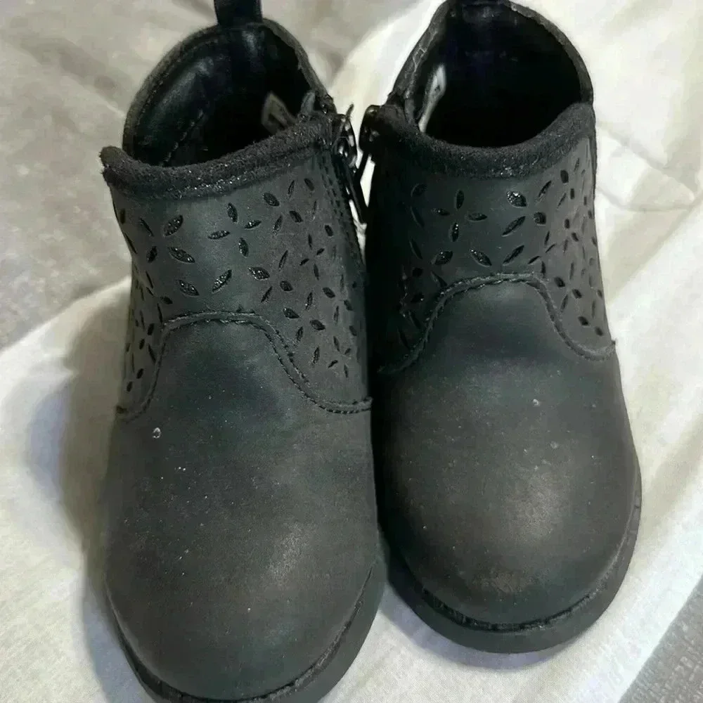 Oshkosh Toddler Girls Estell Zipper Closure Ankle Boots Black size 5